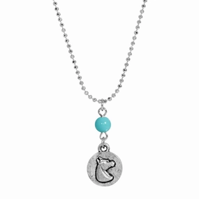 1928 Jewelry Southwest Turquoise Bead Horse Head Pendant Necklace 18"