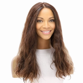20" Princess Silk Top Wig Medium Brown Balayage Wavy