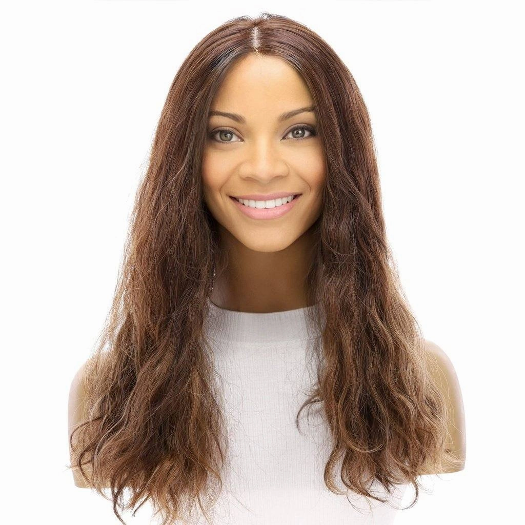 20" Princess Silk Top Wig Medium Brown Balayage Wavy