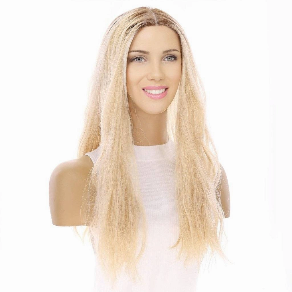 22" Princess Silk Top Wig Platinum Blonde Wavy