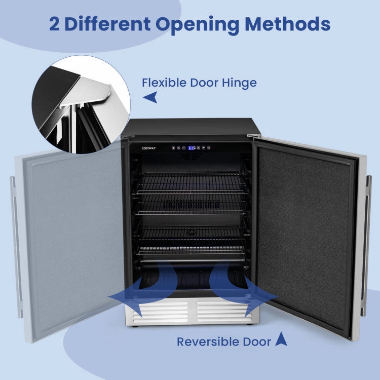 24 Inches Beverage Refrigerator with Removable Shelves and Adjustable Temperature