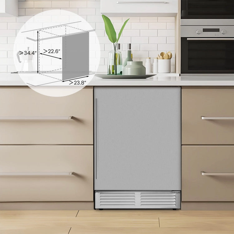 24 Inches Beverage Refrigerator with Removable Shelves and Adjustable Temperature
