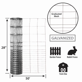 28in x 50ft Galvanized Rabbit Guard