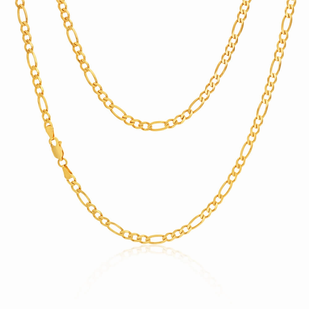 9ct Elegant Yellow Solid Gold Figaro Chain