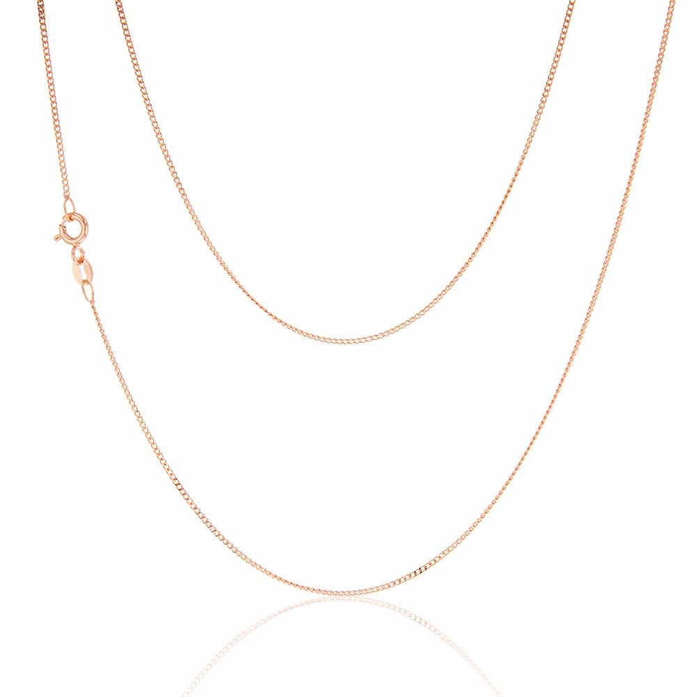 9ct Rose Solid Gold 31 Gauge Curb 41cm Chain