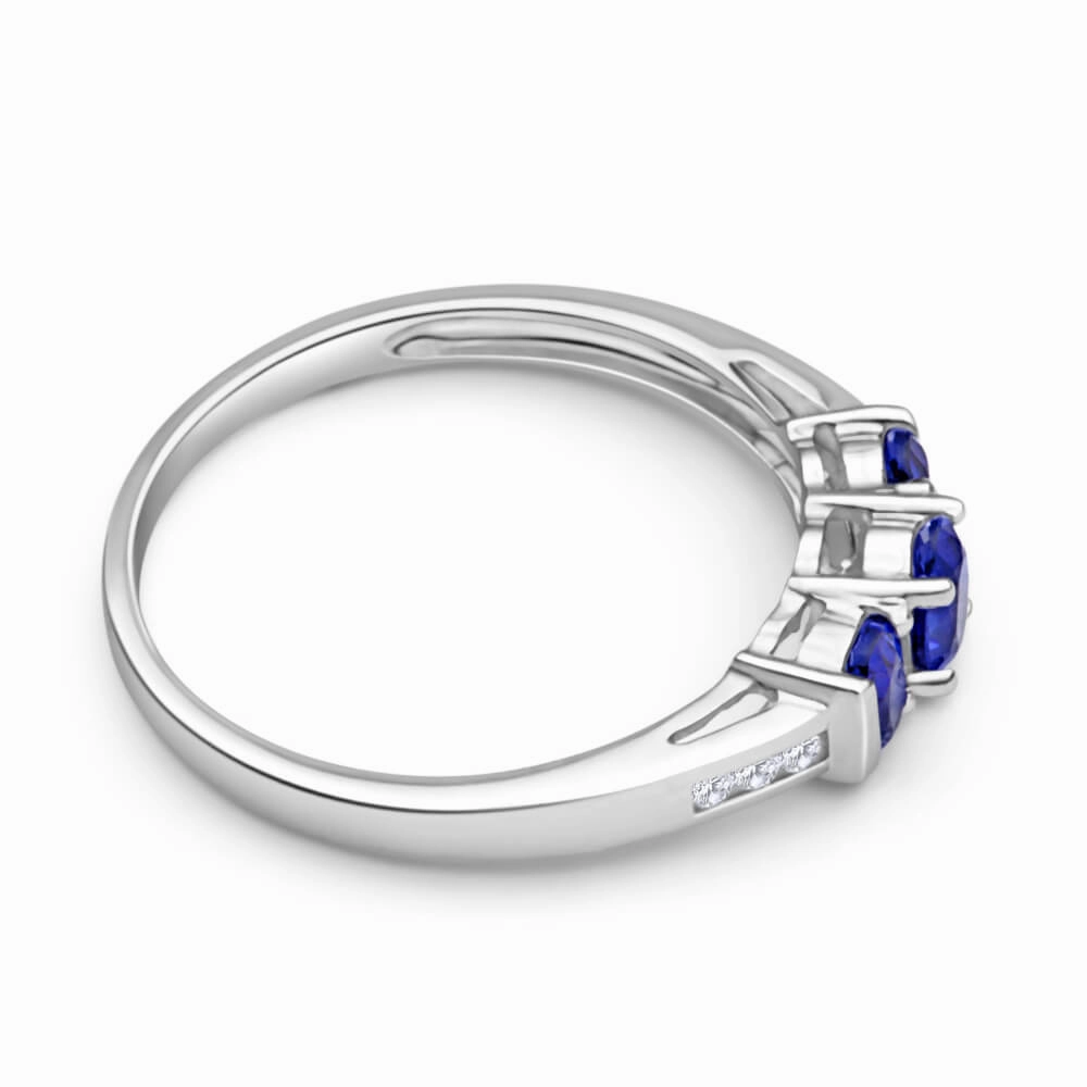 9ct White Gold Created Tanzanite Trio   Diamond Ring