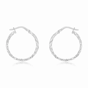 9ct White Gold Silverfilled Fancy Twisted 20mm Earrings