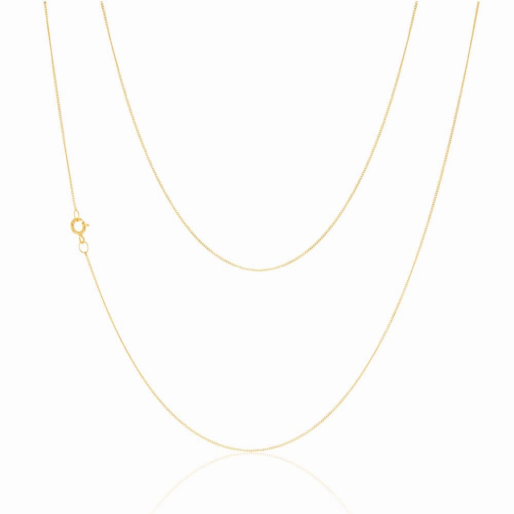9ct Yellow Gold 18 Gauge Fine Curb 46cm Chain