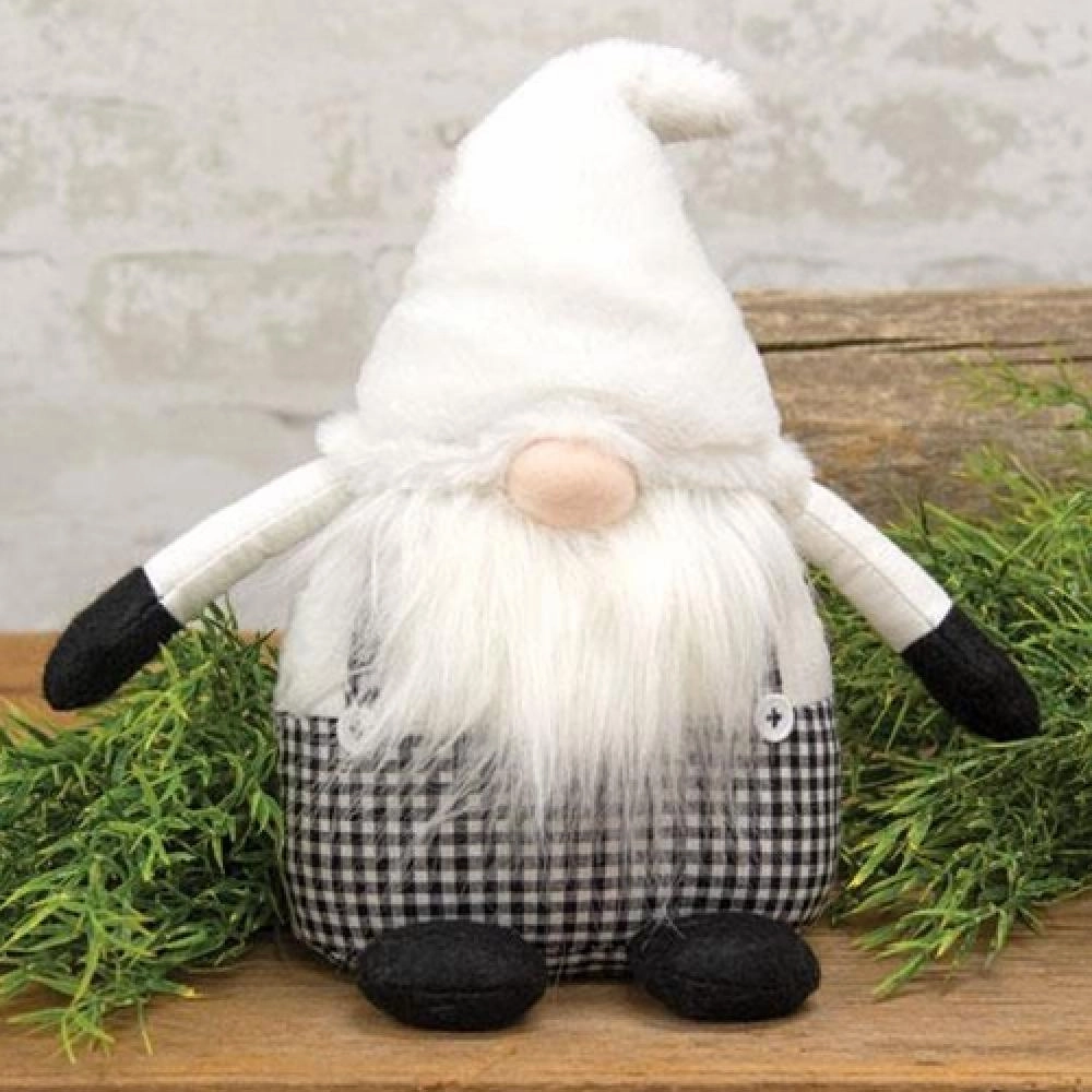 *Black & White Buffalo Check Chubby Sitting Gnome