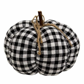 *Black & White Buffalo Check Stuffed Felt Pumpkin 8"