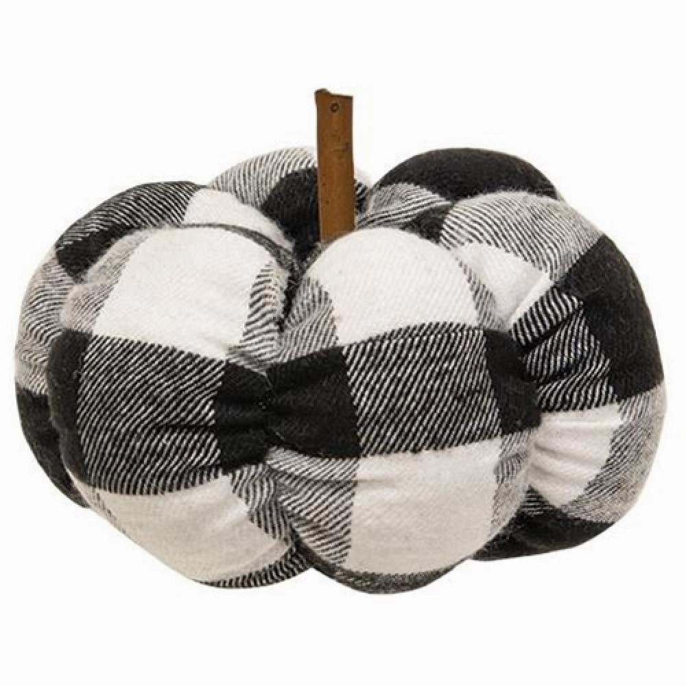 *Black & White Buffalo check Stuffed Pumpkin 4"