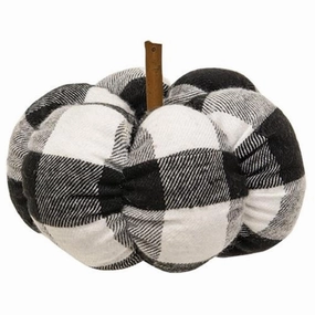 *Black & White Buffalo check Stuffed Pumpkin 4"
