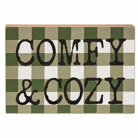 *Comfy & Cozy Green Buffalo Check Box Sign