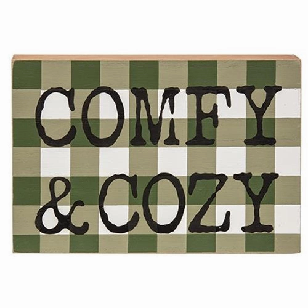 *Comfy & Cozy Green Buffalo Check Box Sign