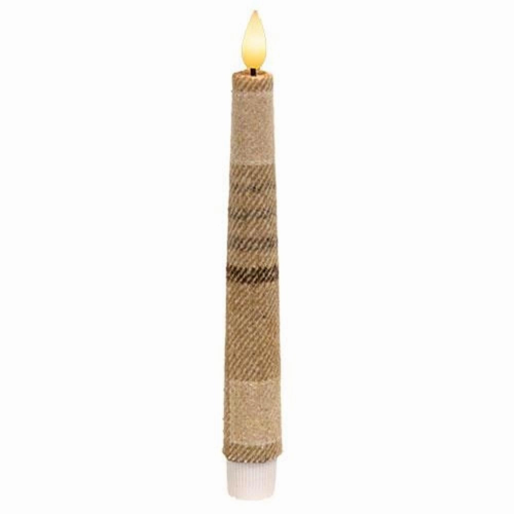 *Cozy Fall Plaid Realistic Flame LED Timer Taper