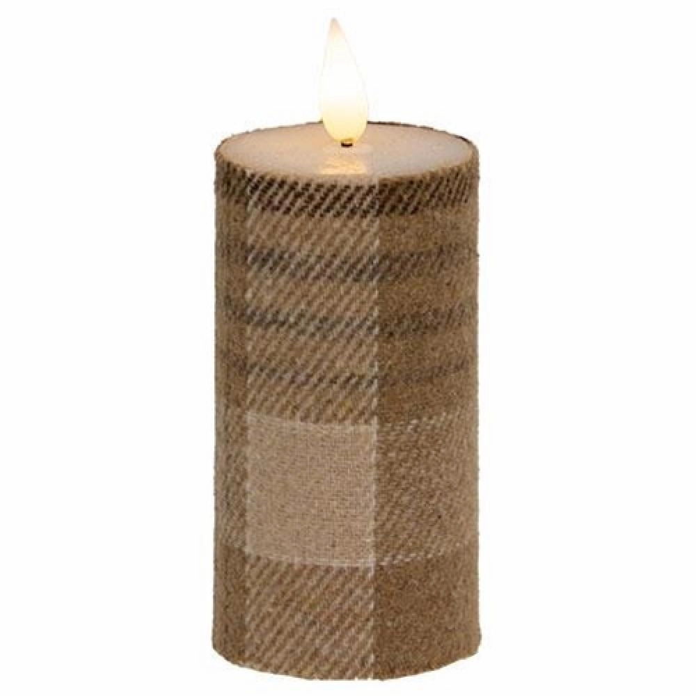 *Cozy Fall Plaid Realistic Flame LED Votive 4"