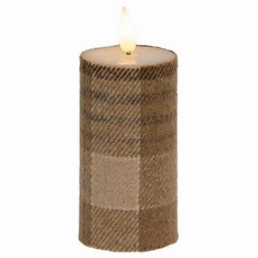 *Cozy Fall Plaid Realistic Flame LED Votive 4"
