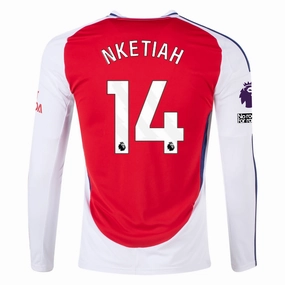 adidas Arsenal Eddie Nketiah Home Long Sleeve Jersey w/ EPL   No Room For Racism Patches 24/25 (Better Scarlet/White)