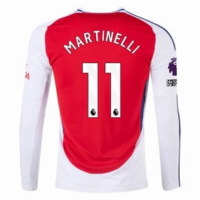 adidas Arsenal Gabriel Martinelli Home Long Sleeve Jersey w/ EPL   No Room For Racism Patches 24/25 (Better Scarlet/White)