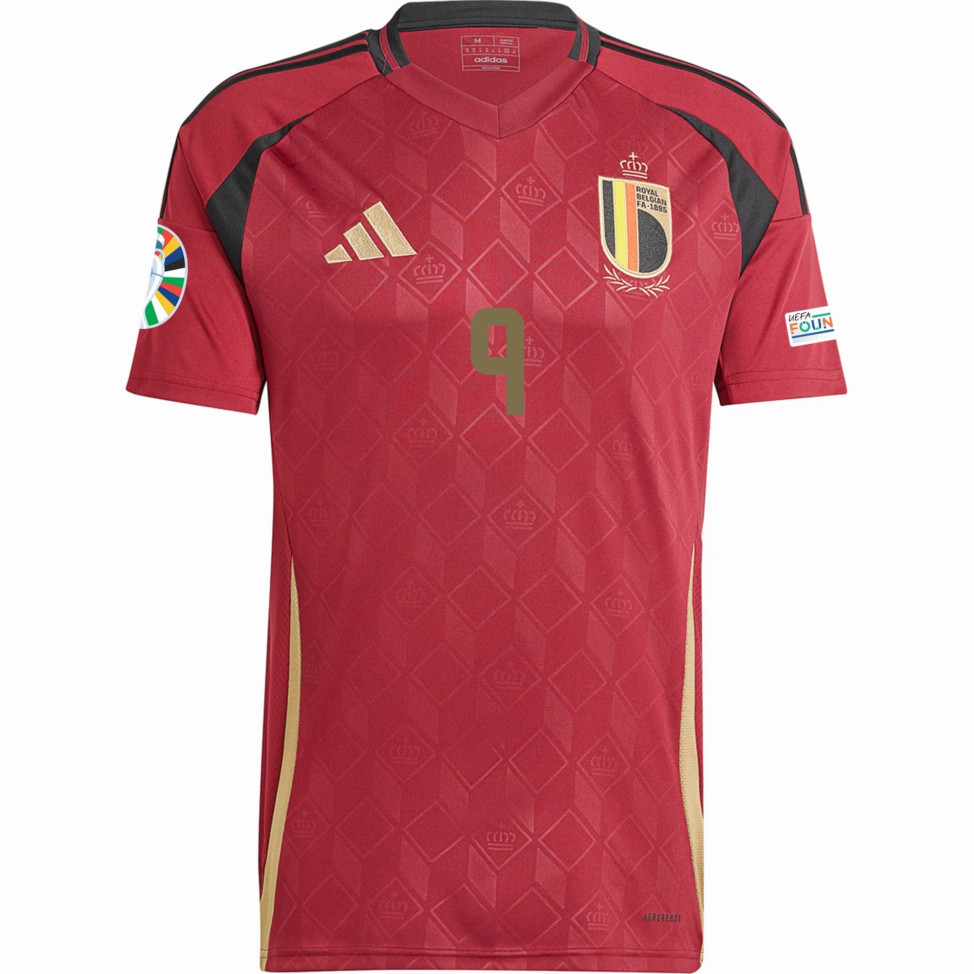 adidas Belgium Leandro Trossard Home Jersey w/ Euro 2024 Patches 24/25 (Burgundy)