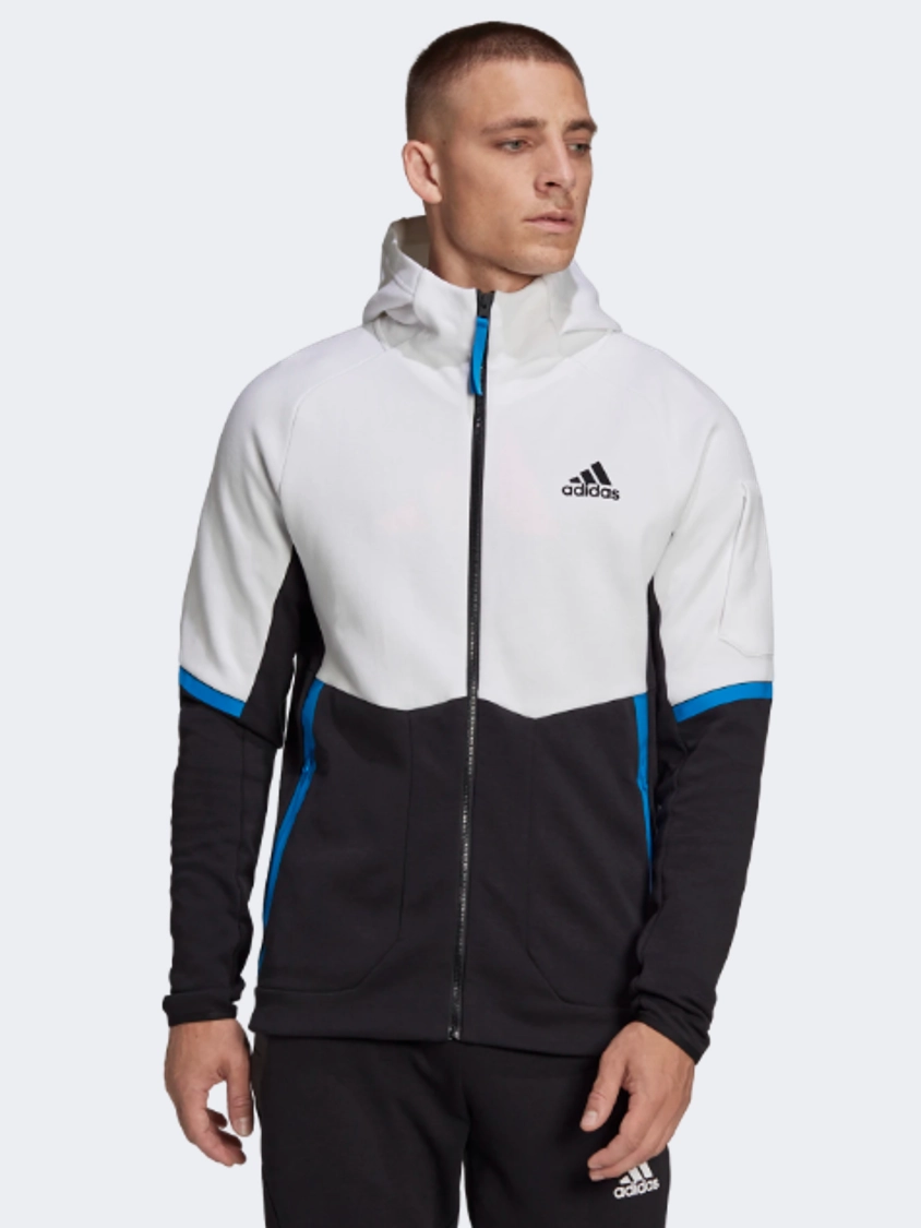 Adidas Designed For Gameday Full-Zip Men Sportswear Hoody White/Black