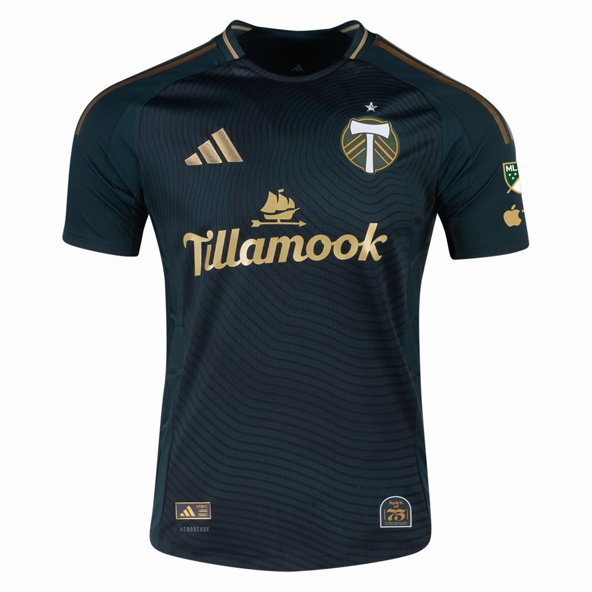 adidas Juan Mosquera Portland Timbers Authentic Home Jersey w/ MLS & Apple Patch 25/26 (Green/Gold)