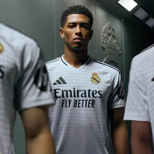 adidas Jude Bellingham Real Madrid Authentic Home Jersey w/ La Liga Patches 24/25 (White/Black)