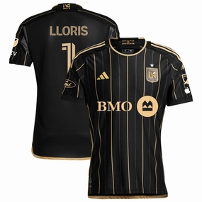 adidas LAFC Authentic Hugo Lloris Home Jersey w/ MLS   Apple TV   Ford Patches 24/25 (Black/Gold)