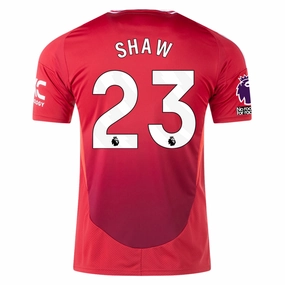 adidas Manchester United Luke Shaw Home Jersey w/ EPL   No Room For Racism 24/25 (MUFC Red)