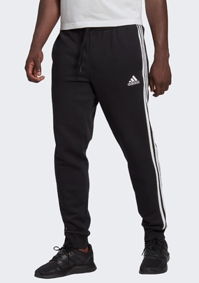 Adidas Mens Essentials Fleece Tapered Cuffed 3-Stripes Joggers