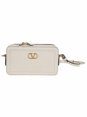 Antique Brass Vlogo Grained Calfskin Mini Camera Case