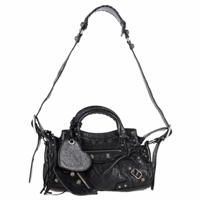 Balenciaga Neo Cagole XS Bag in Black Crinkled Leather