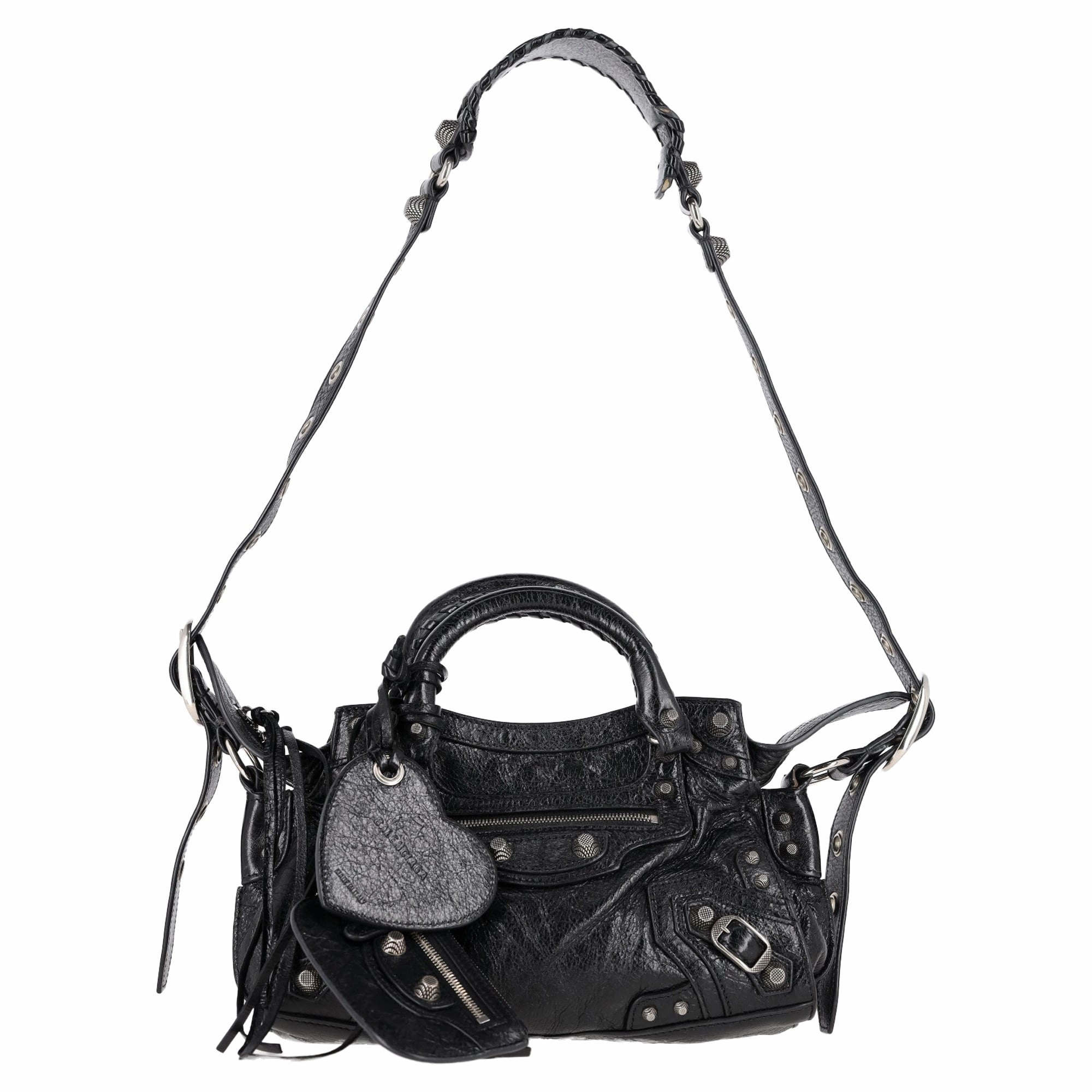 Balenciaga Neo Cagole XS Bag in Black Crinkled Leather
