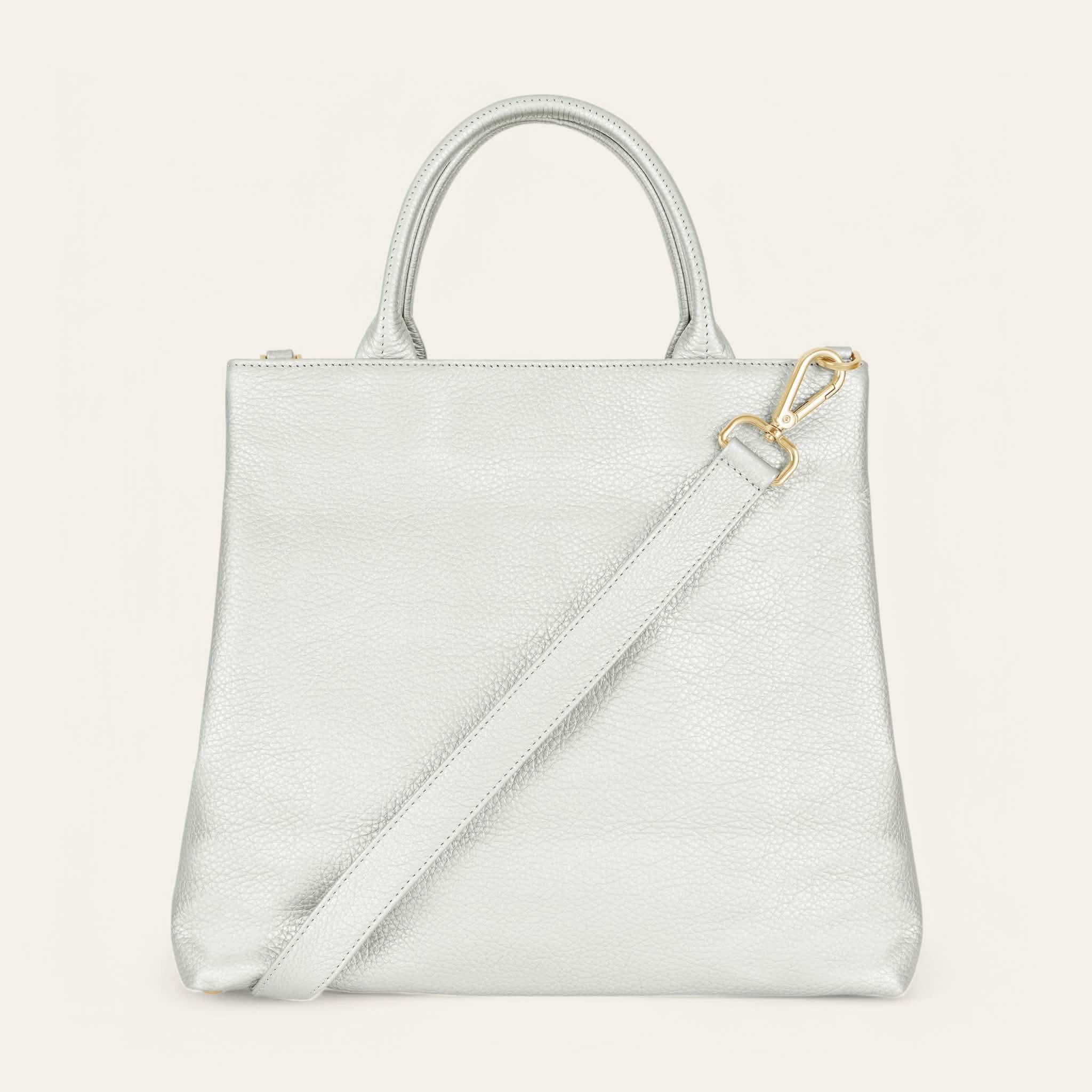 Dahlia Tote | Soft Metallic Silver with Gold hardware