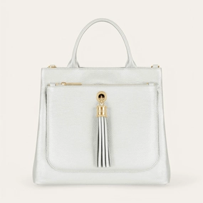 Dahlia Tote | Soft Metallic Silver with Gold hardware