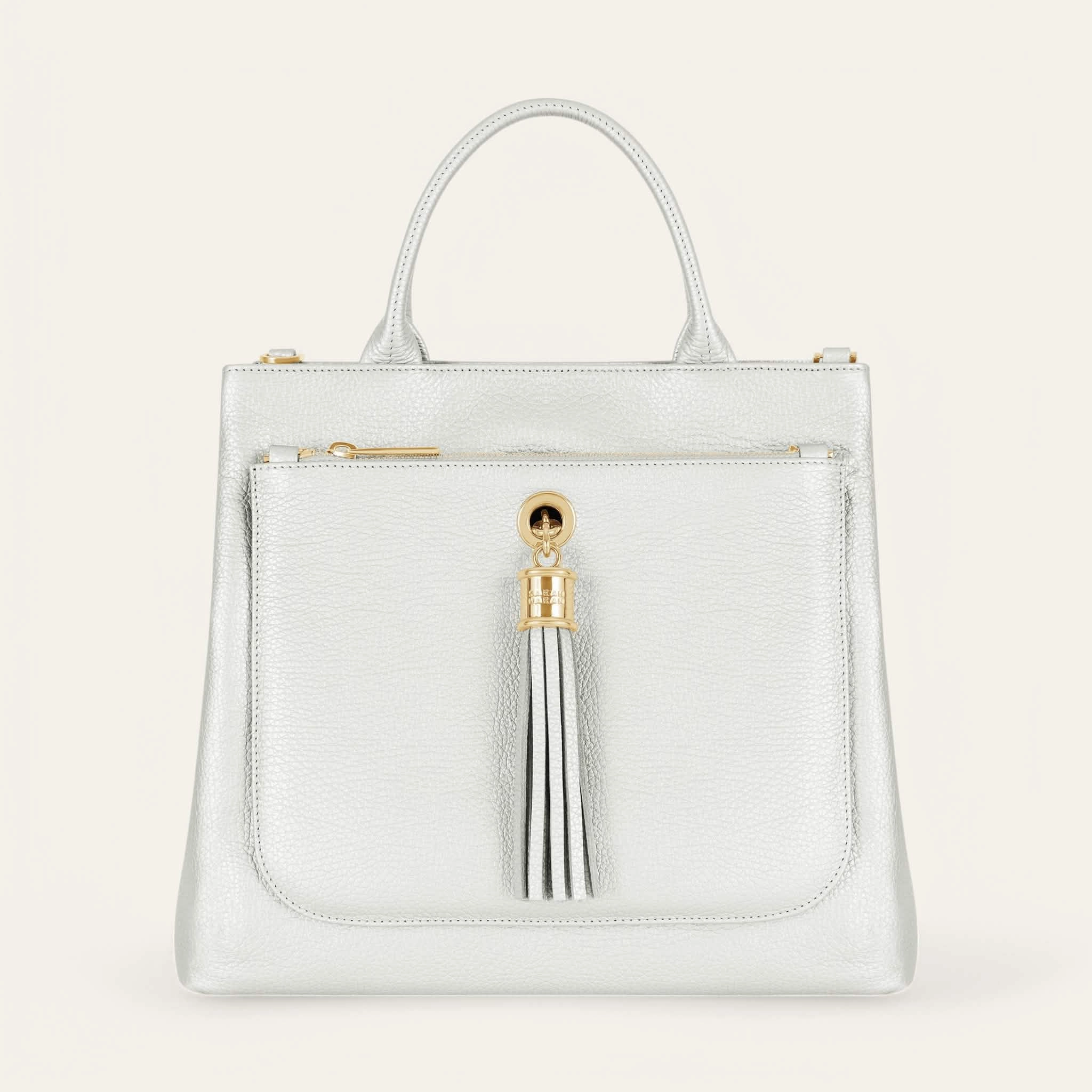 Dahlia Tote | Soft Metallic Silver with Gold hardware