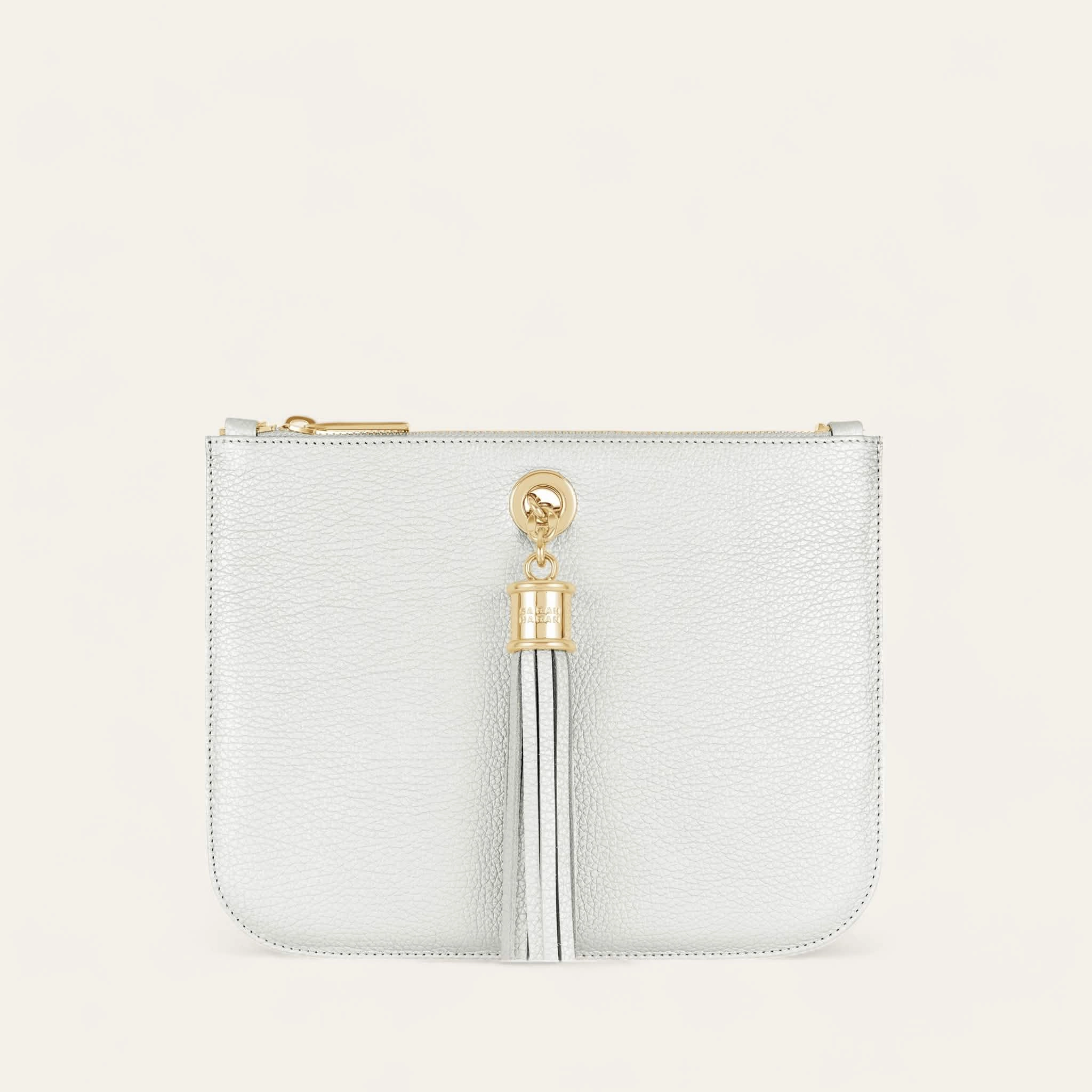 Dahlia Tote | Soft Metallic Silver with Gold hardware