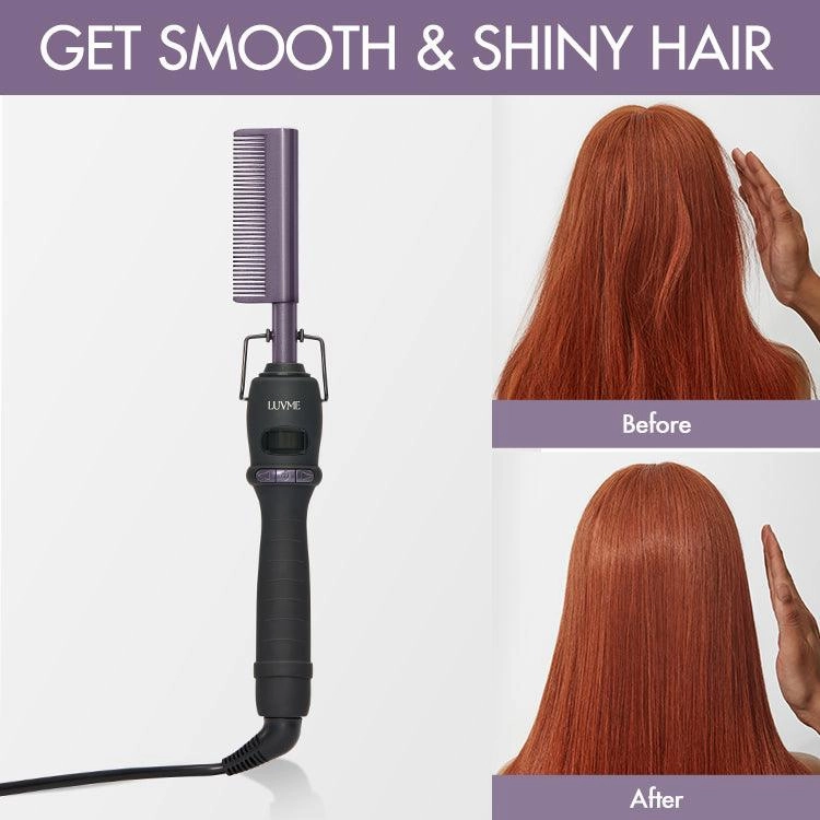 Electric Straightening Hot Comb with US Plug, 30s Fast Heating & Adjustable Temp | Add-on Item