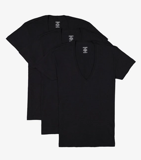 Essential Cotton Slim Fit Deep V-Neck T-Shirt 3-Pack