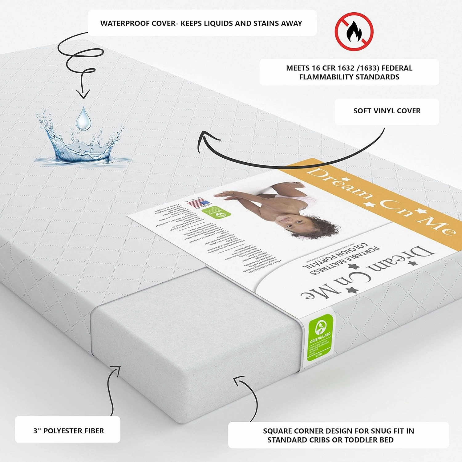 Holly 3 Fiber Portable/Mini Crib Mattress White Mini Crib