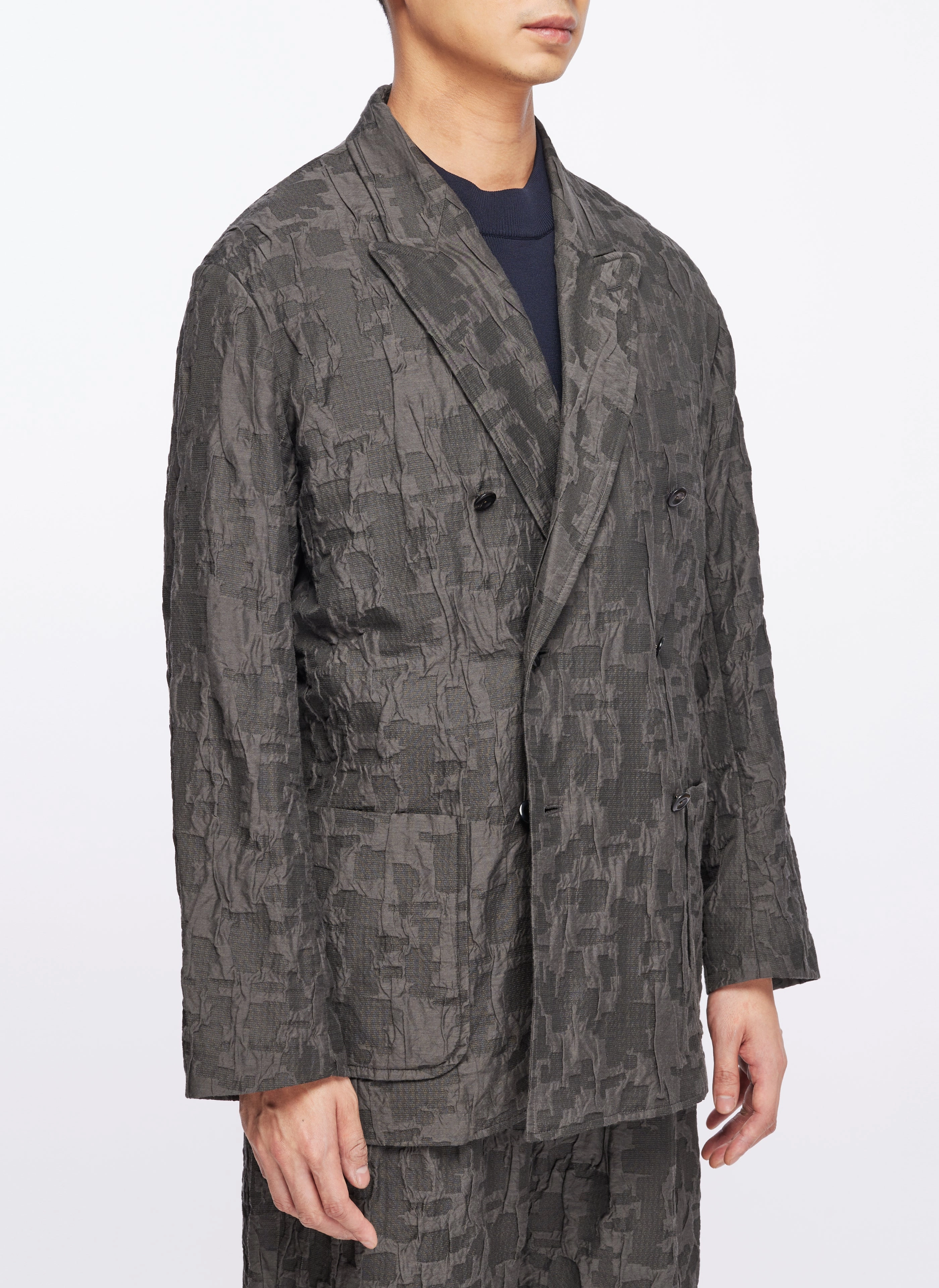 Jacquard Soft Double Breasted Blazer