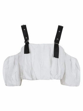 Lightweight Cotton Poplin Top With Off-Shoulder Design