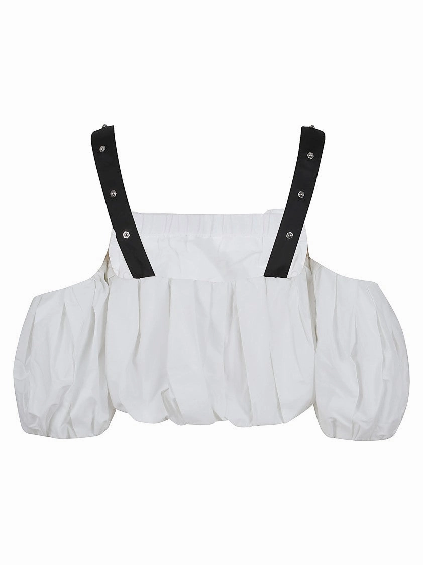 Lightweight Cotton Poplin Top With Off-Shoulder Design