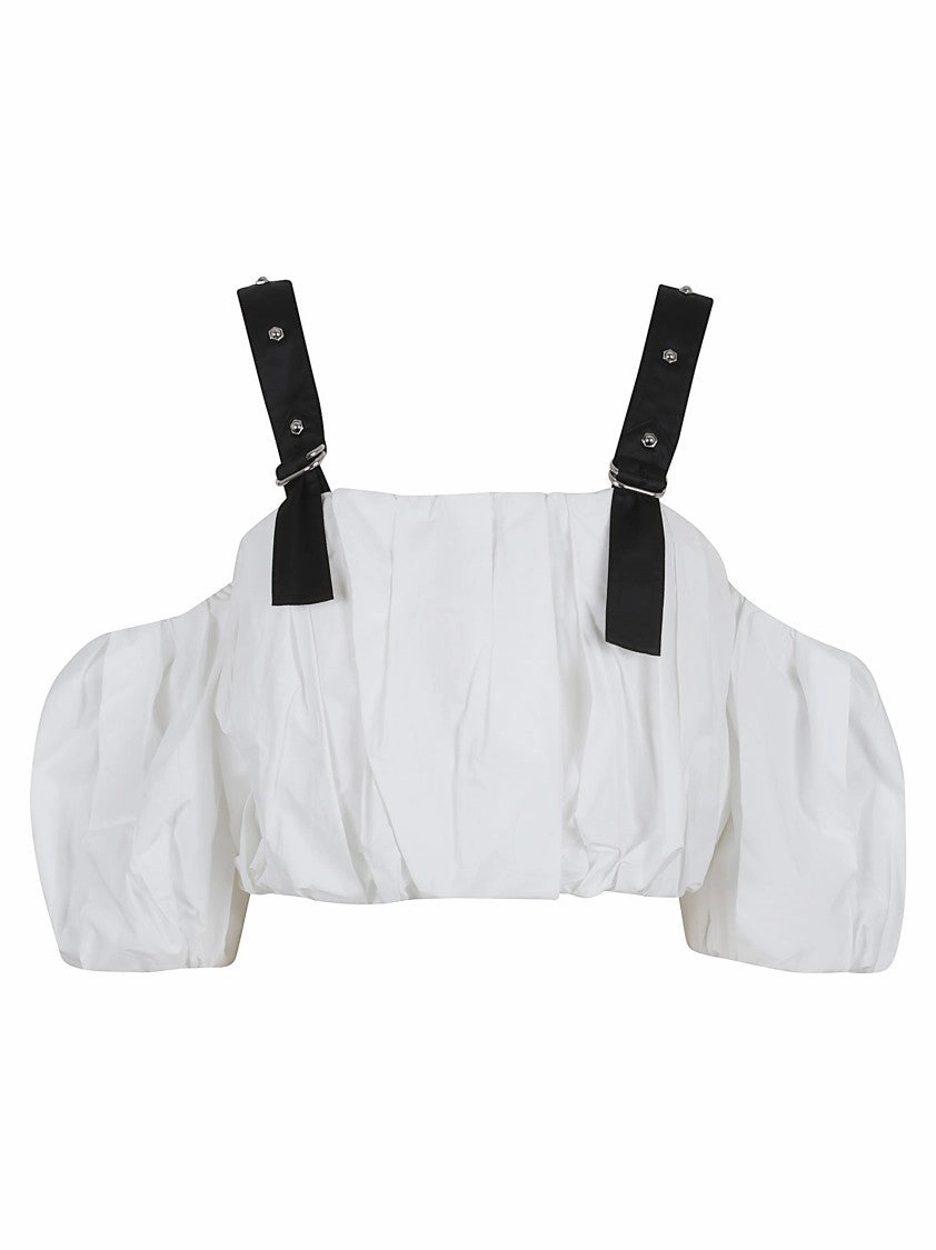Lightweight Cotton Poplin Top With Off-Shoulder Design
