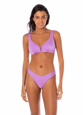 Maaji Metallic Lilac Victoria V Wire Bralette Bikini Top