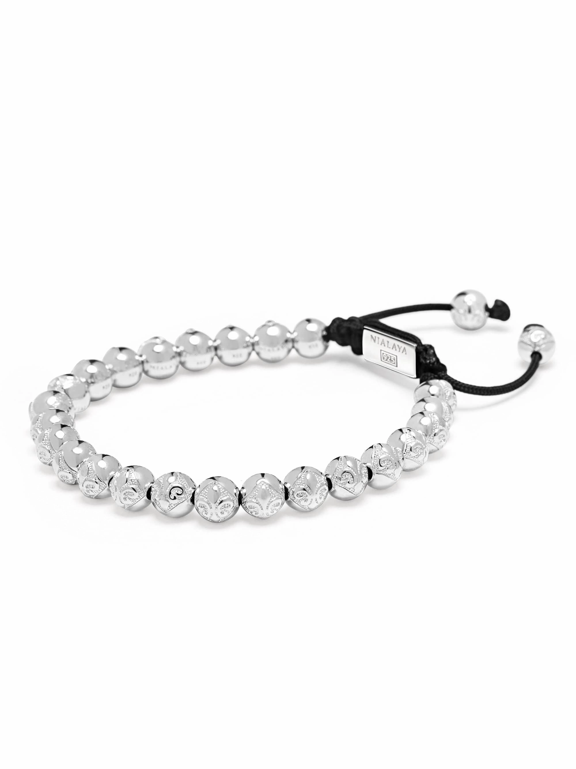 Men's Beaded Bracelet with Sterling Silver Beads