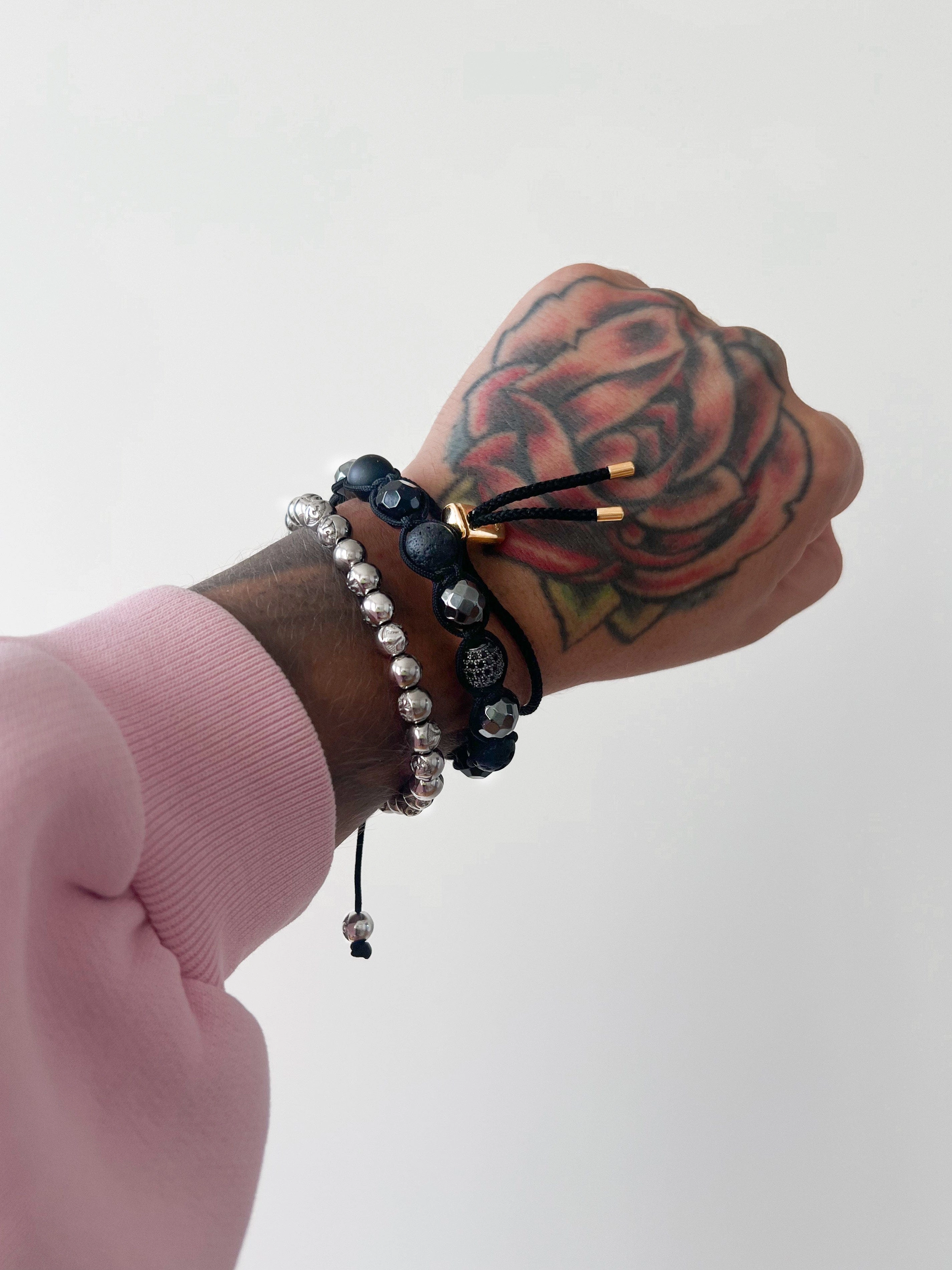 Men's Beaded Bracelet with Sterling Silver Beads