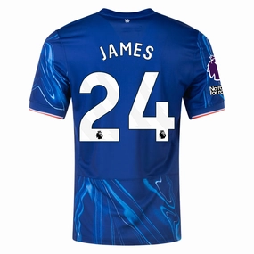 Nike Chelsea Reece James Home Jersey w/ EPL   No Room For Racism Patches 24/25 (Rush Blue/Team Orange)