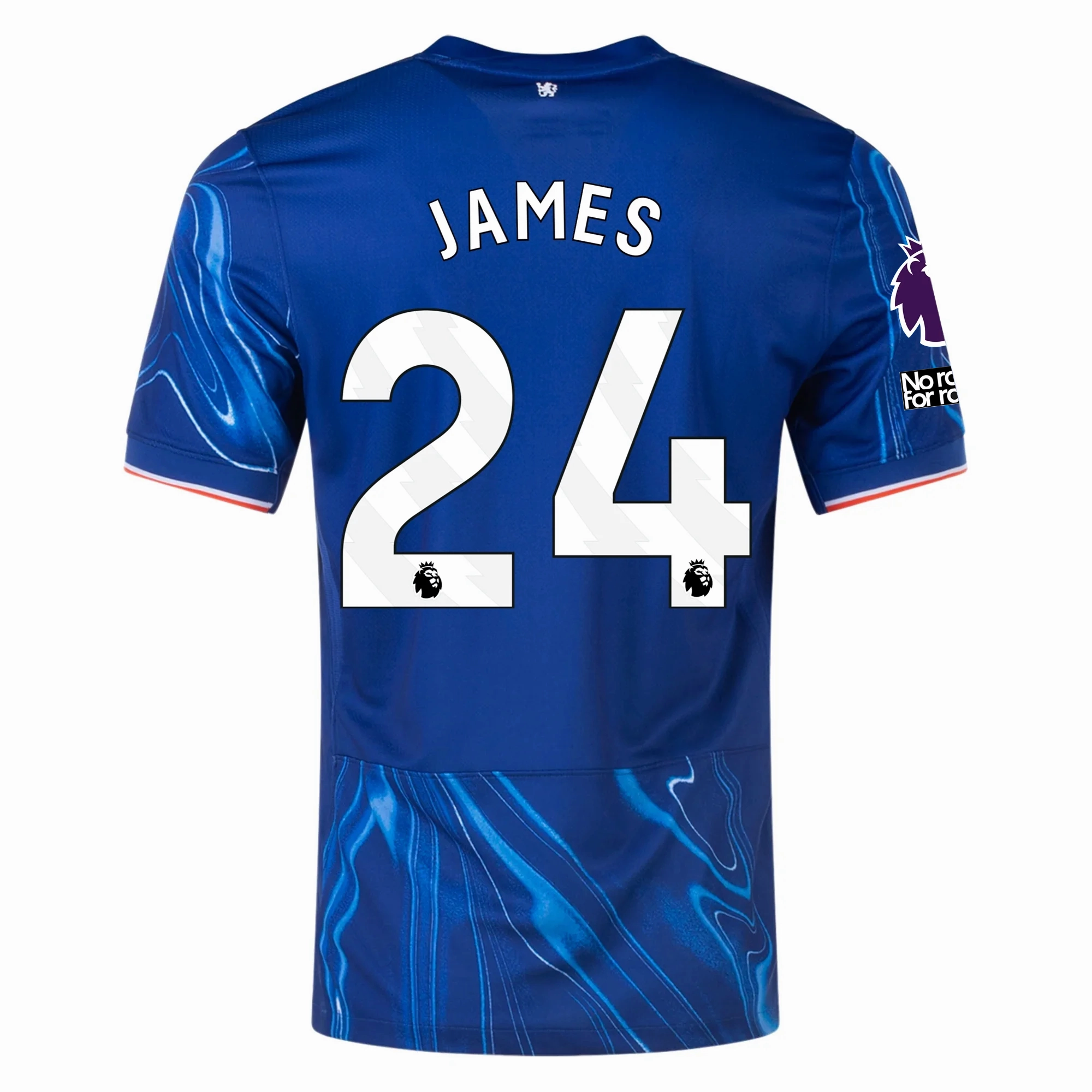 Nike Chelsea Reece James Home Jersey w/ EPL   No Room For Racism Patches 24/25 (Rush Blue/Team Orange)