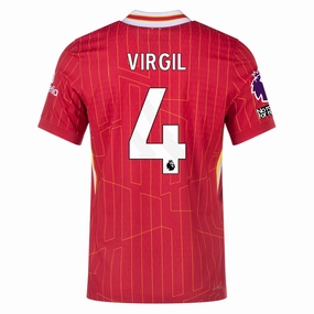Nike Liverpool Match Authentic Virgil Van Dijk Home Jersey w/ EPL   No Room For Racism Patches 24/25 (Gym Red/Chrome Yellow)